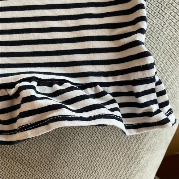 navy & white stripped cropped ruffle tank top - Picture 4 of 4
